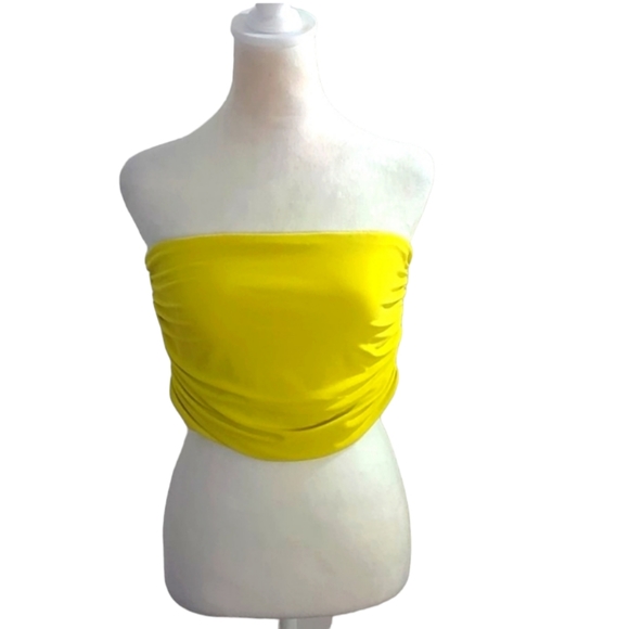 Norma Kamali Tops - Norma kamali Woman's Activewear Yellow Bandeau Jersey Cropped Top Size M NWT